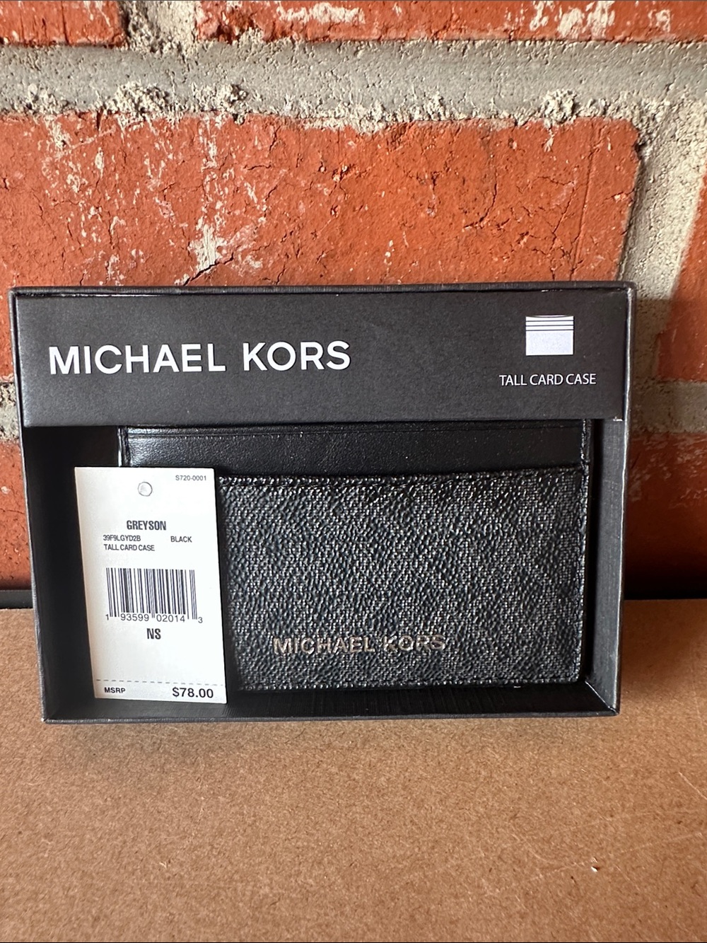 Michael Kors Black Tall Card Case with Silver Logo